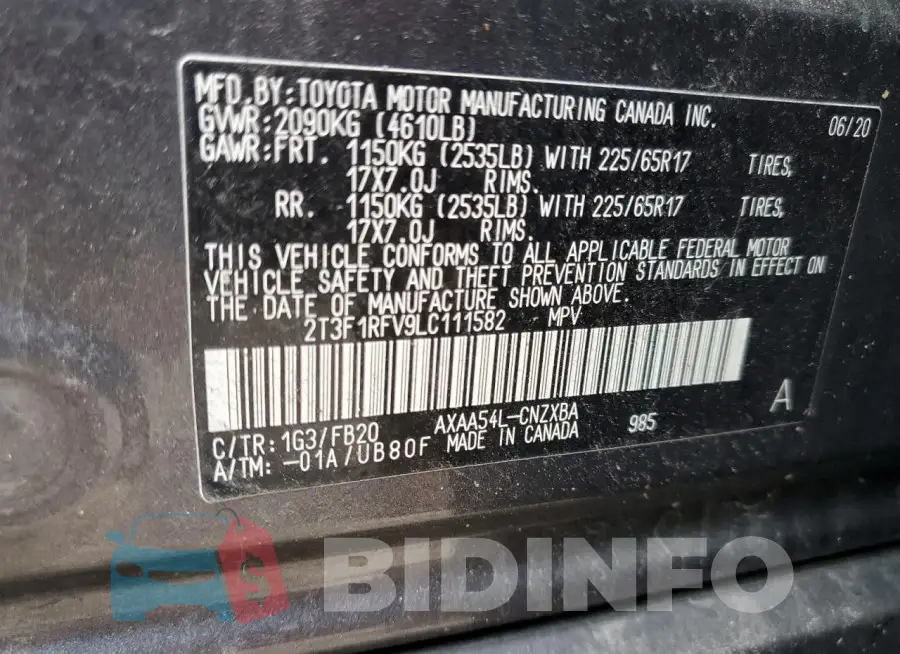 2T3F1RFV9LC111582 Photo# 14