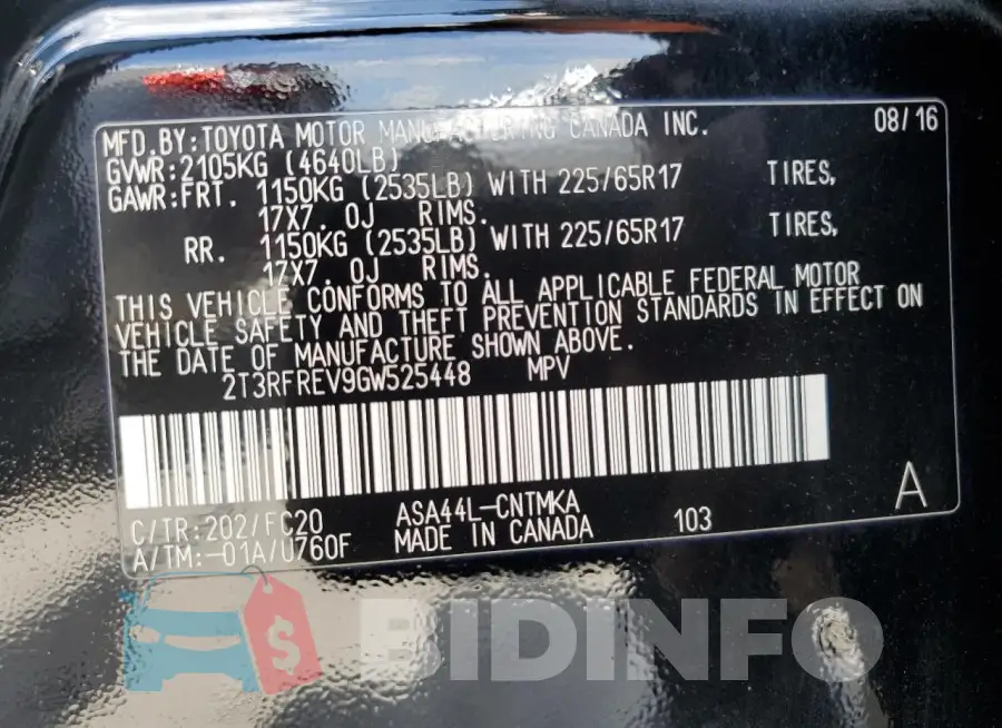 2T3RFREV9GW525448 Photo# 12
