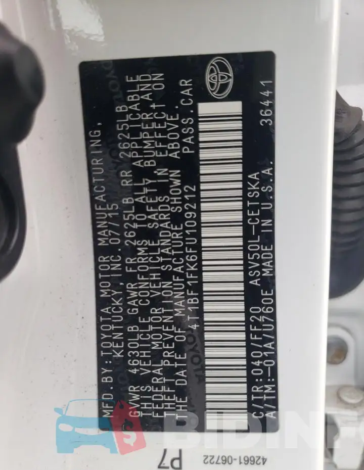 4T1BF1FK6FU109212 Photo# 13