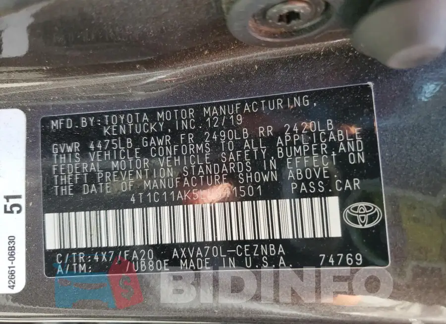 4T1C11AK5LU911501 Photo# 12