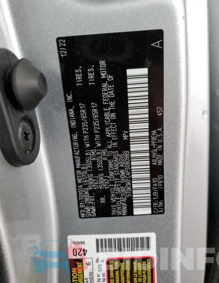 5TDKSKFC4PS080989 Photo# 12