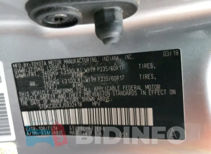 5TDKZ3DCXJS932418 Photo# 13
