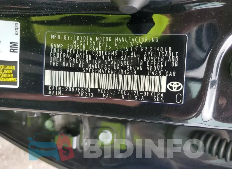 5YFEPMAE6NP381319 Photo# 12