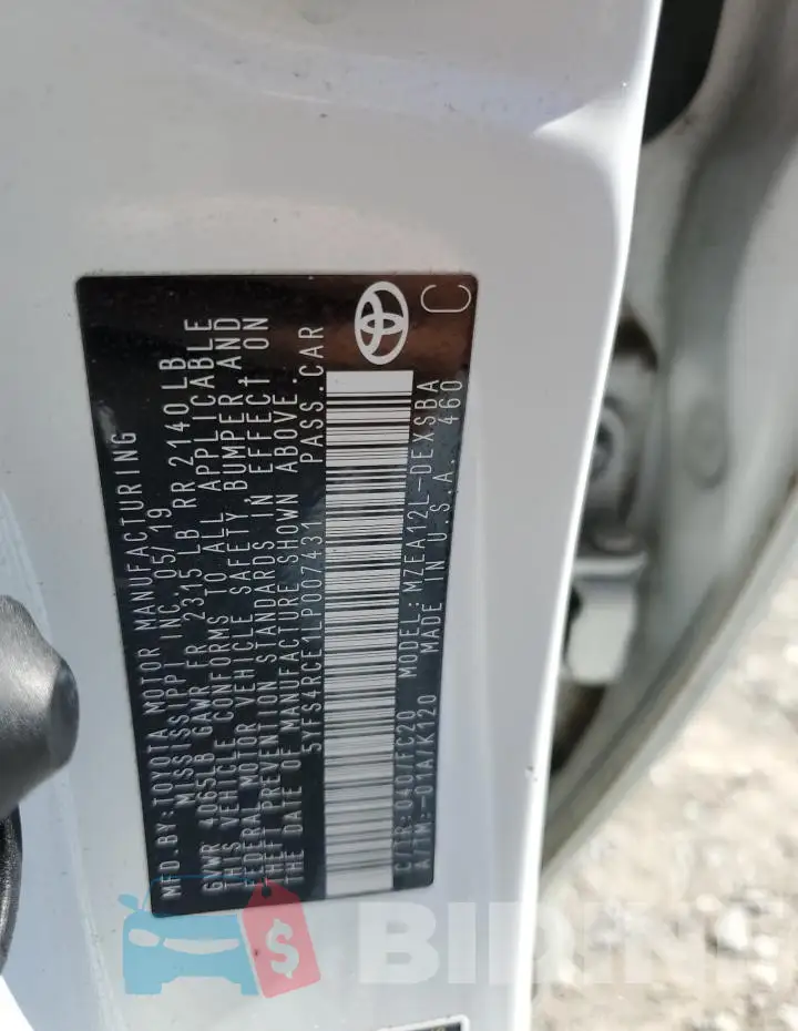 5YFS4RCE1LP007431 Photo# 12