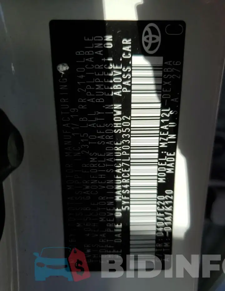 5YFS4RCE7LP033502 Photo# 12