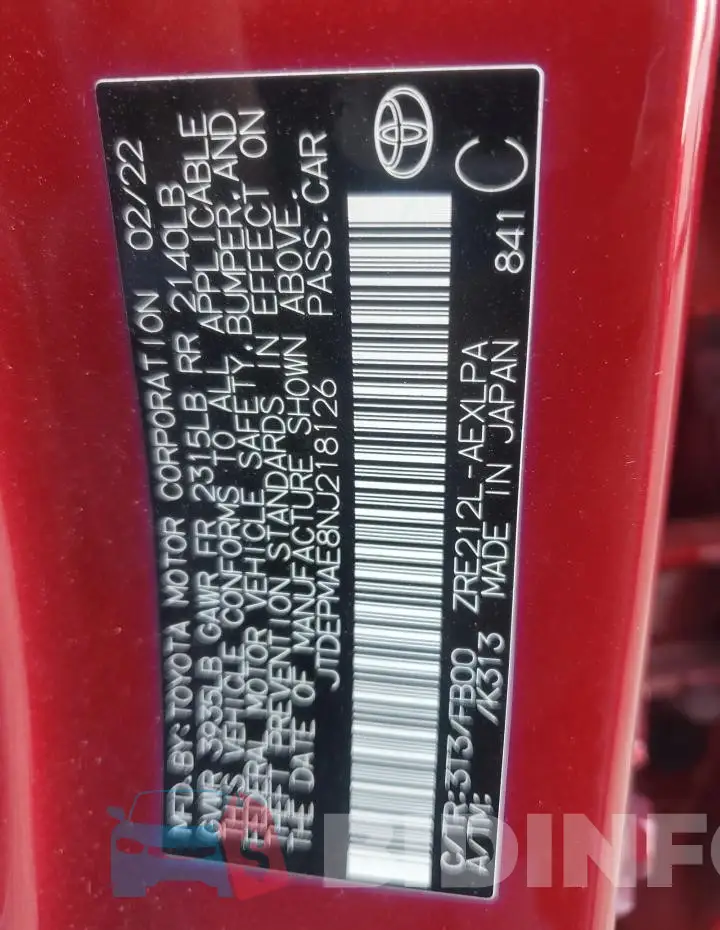 JTDEPMAE8NJ218126 Photo# 12