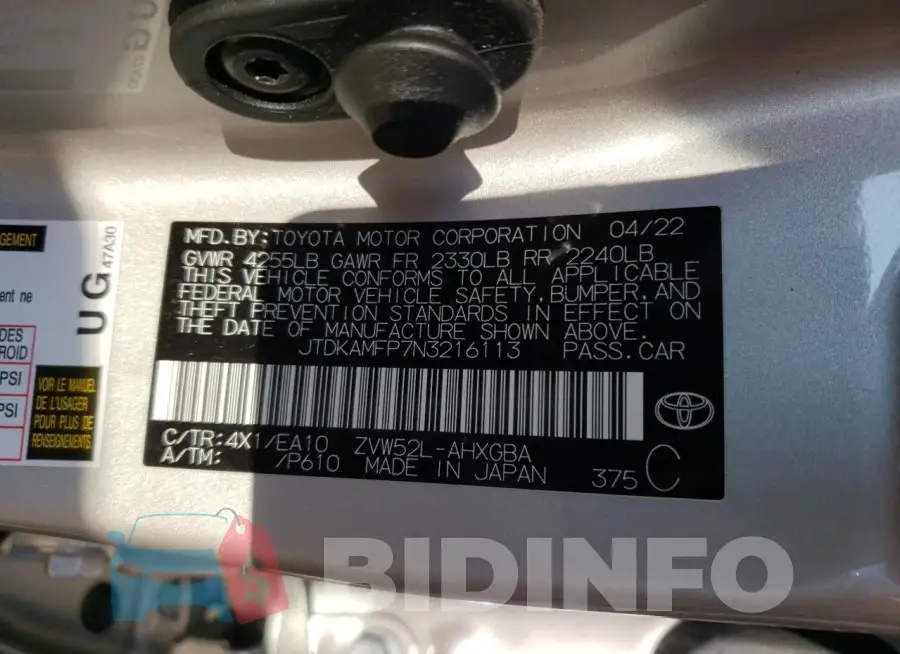 JTDKAMFP7N3216113 Photo# 12
