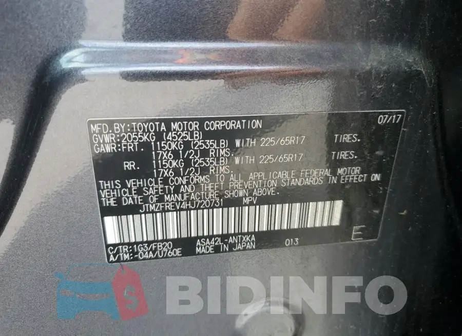 JTMZFREV4HJ720731 Photo# 13