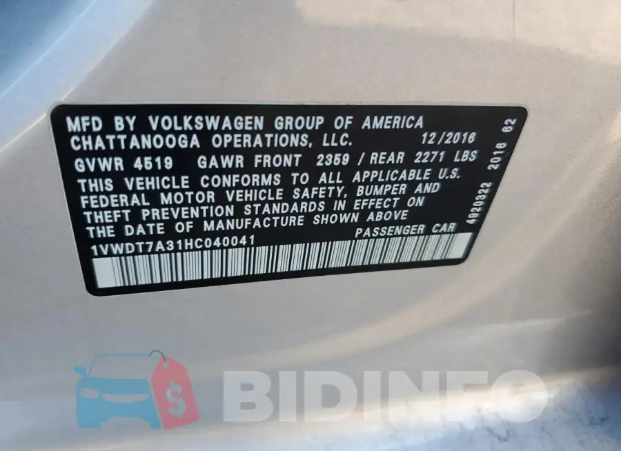 1VWDT7A31HC040041 Photo# 12