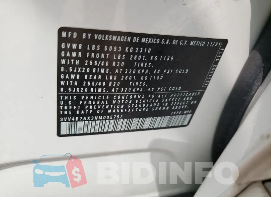 3VV4B7AX3NM035752 Photo# 14
