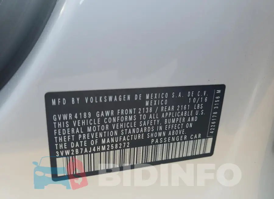 3VW2B7AJ4HM258272 Photo# 12