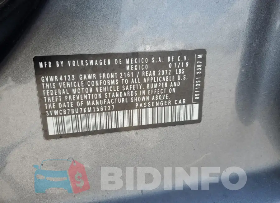 3VWCB7BU7KM156727 Photo# 12