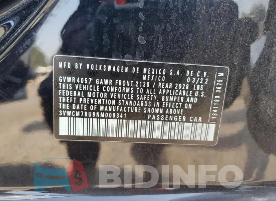 3VWCM7BU9NM009341 Photo# 12