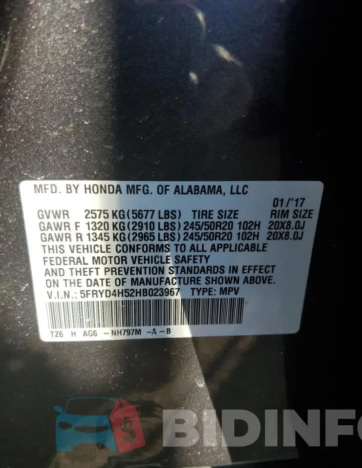 5FRYD4H52HB023967 Photo# 13