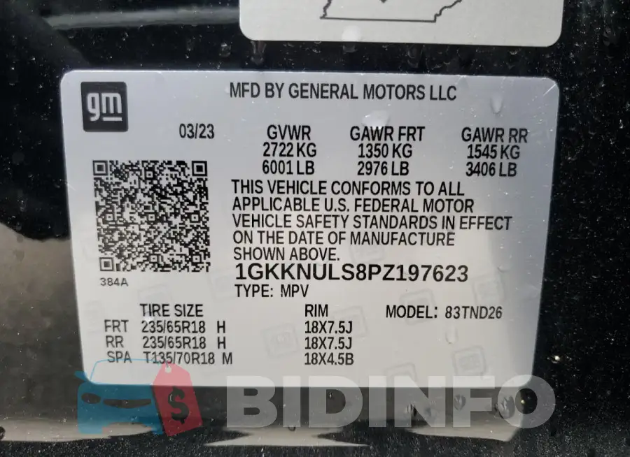 1GKKNULS8PZ197623 Photo# 14
