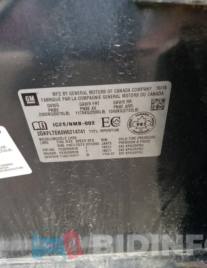 2GKFLTEK8H6214741 Photo# 13