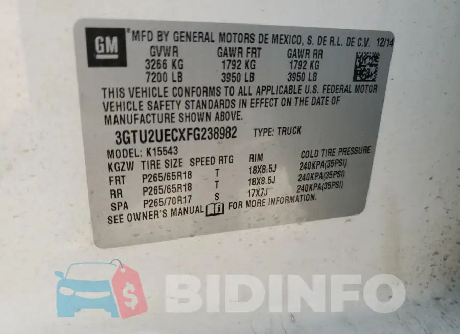 3GTU2UECXFG238982 Photo# 12
