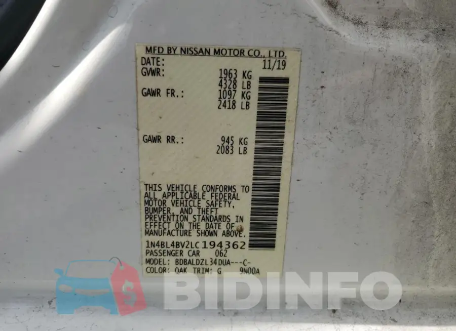 1N4BL4BV2LC194362 Photo# 12
