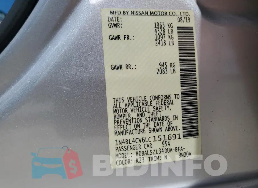 1N4BL4CV6LC151691 Photo# 12