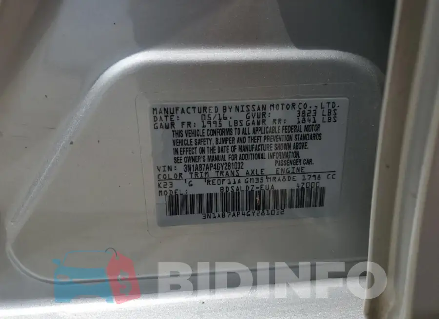3N1AB7AP4GY281032 Photo# 12