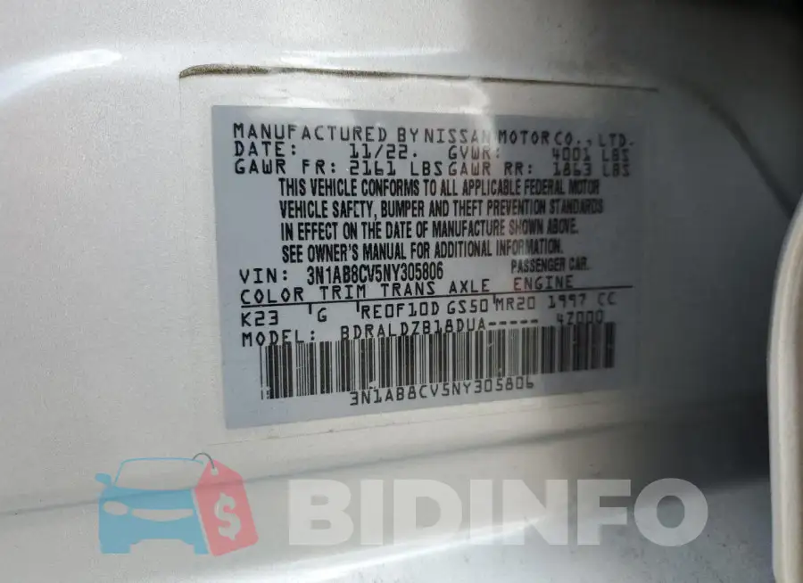 3N1AB8CV5NY305806 Photo# 13