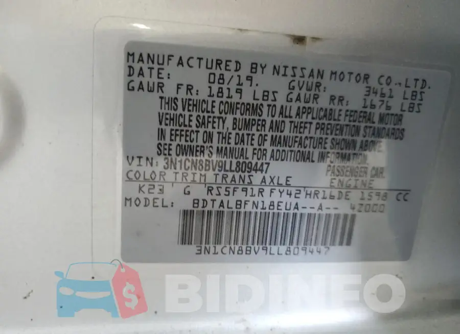 3N1CN8BV9LL809447 Photo# 12