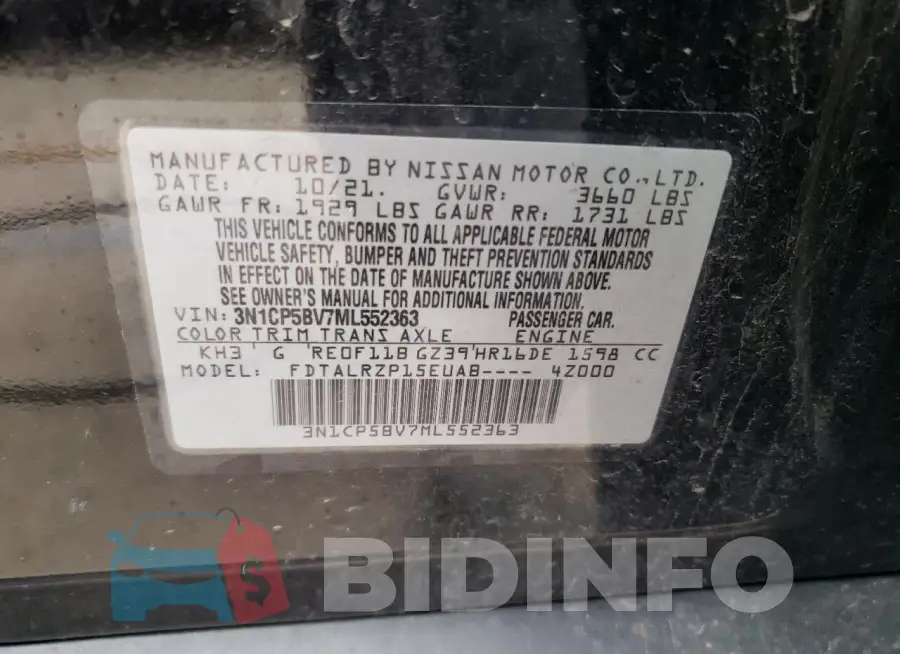 3N1CP5BV7ML552363 Photo# 14
