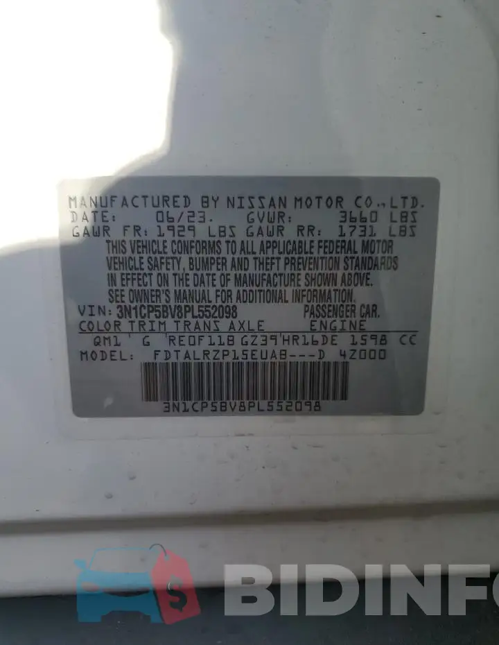 3N1CP5BV8PL552098 Photo# 13