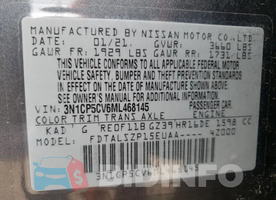 3N1CP5CV6ML468145 Photo# 13