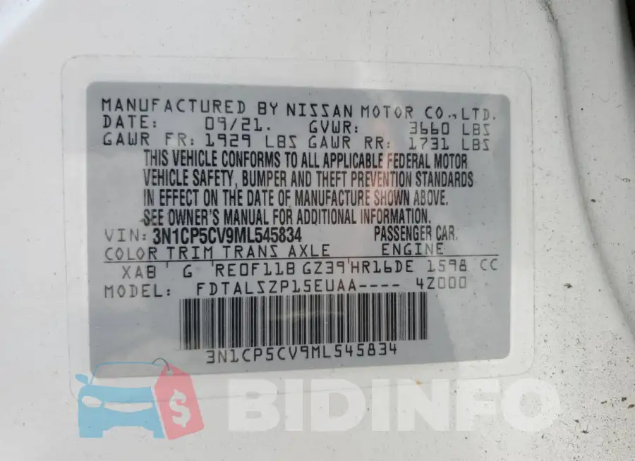 3N1CP5CV9ML545834 Photo# 14