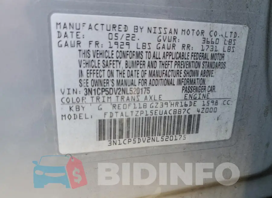 3N1CP5DV2NL520175 Photo# 12