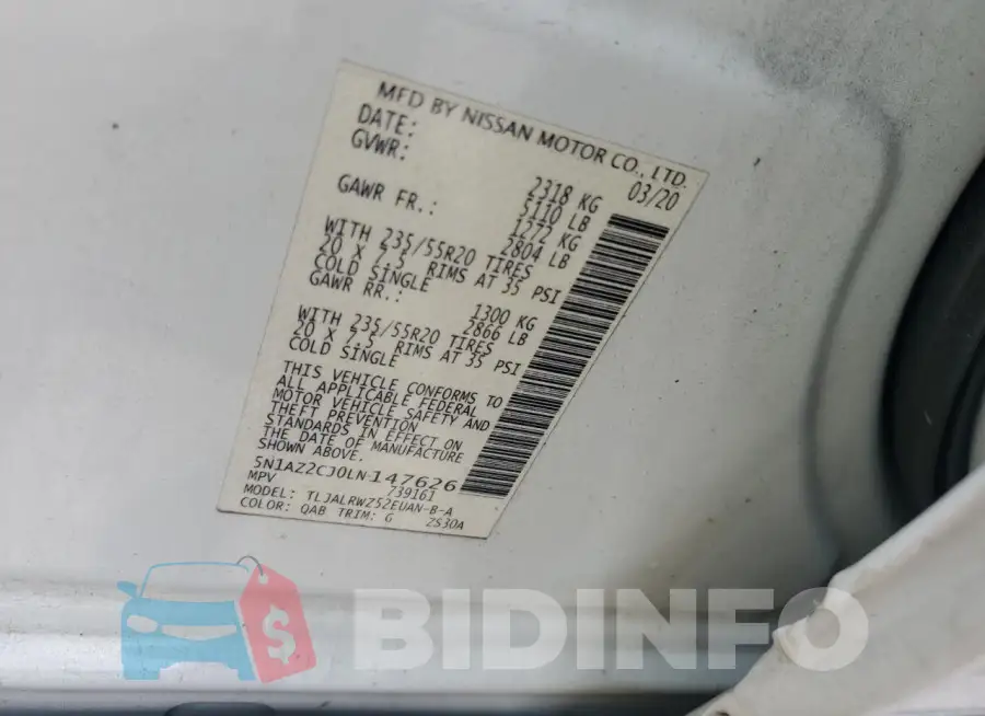 5N1AZ2CJ0LN147626 Photo# 12
