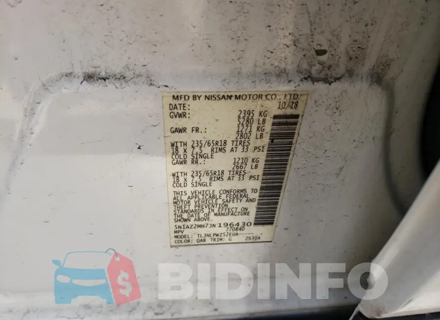 5N1AZ2MH7JN196430 Photo# 14