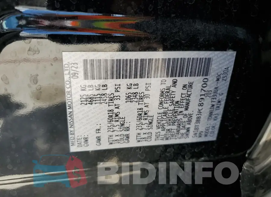 5N1BT3BB3PC891700 Photo# 14