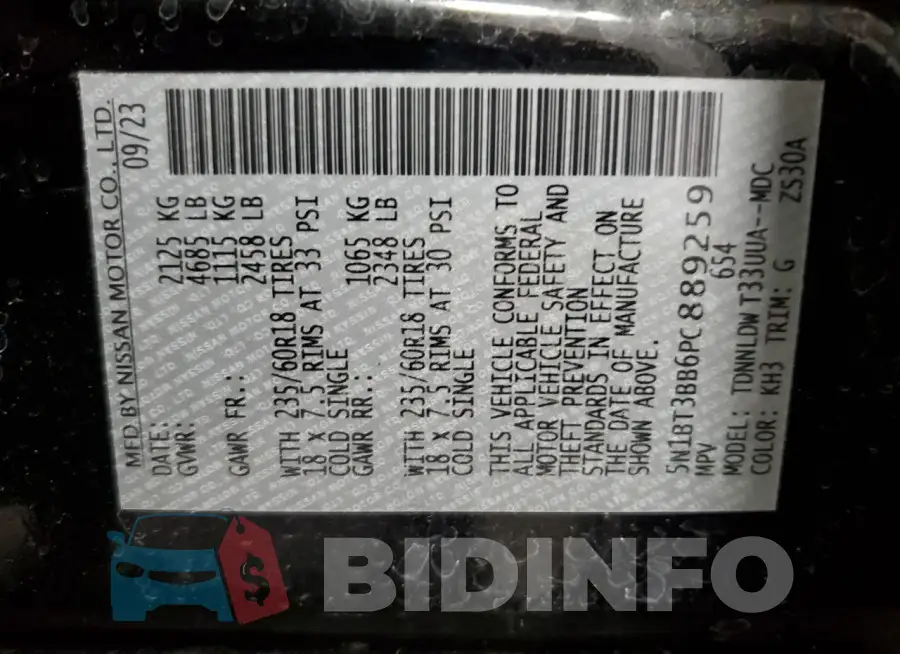 5N1BT3BB6PC889259 Photo# 14
