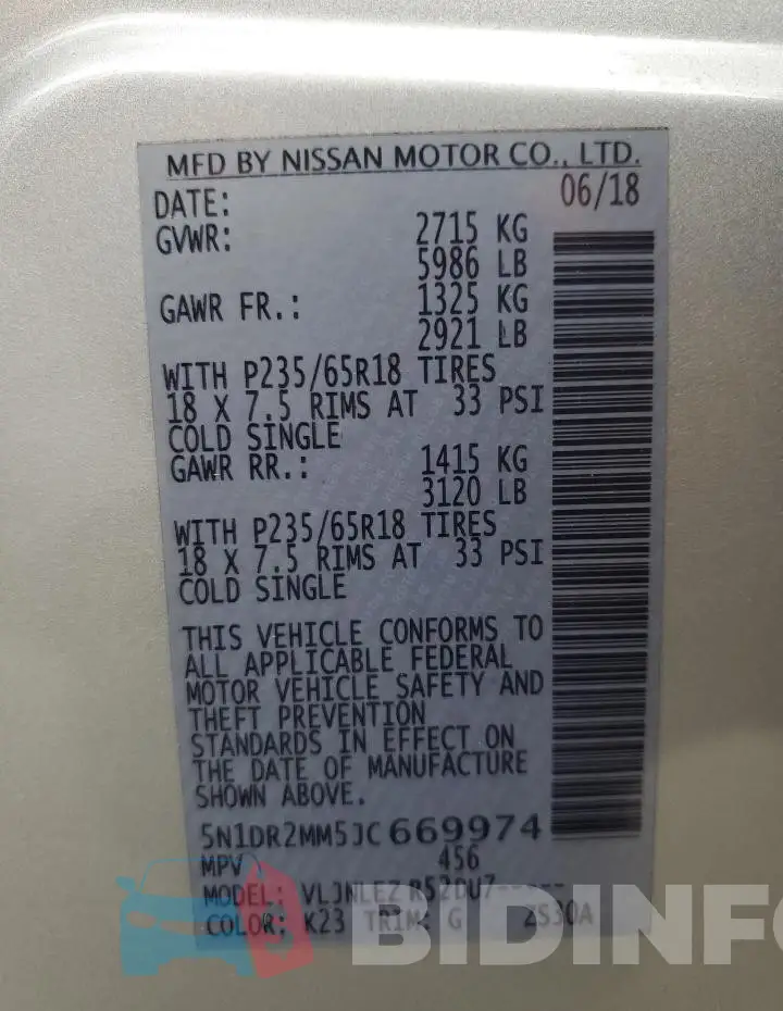 5N1DR2MM5JC669974 Photo# 13