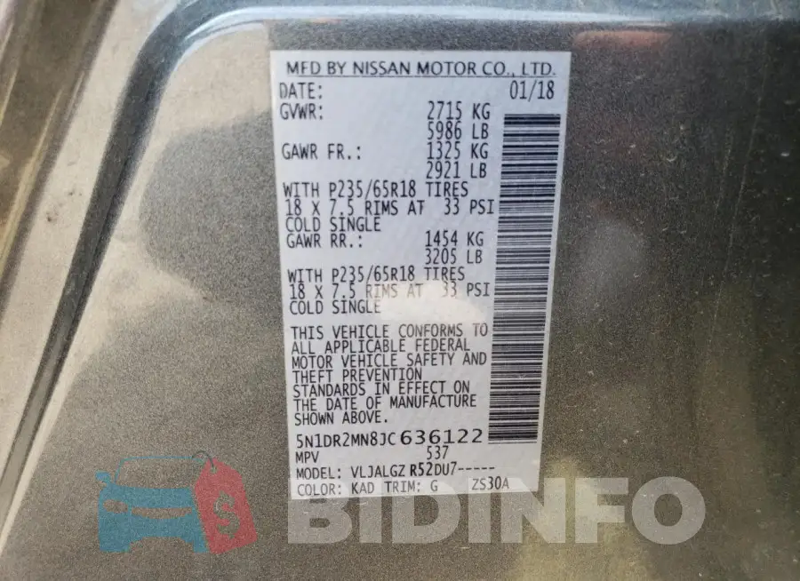 5N1DR2MN8JC636122 Photo# 13