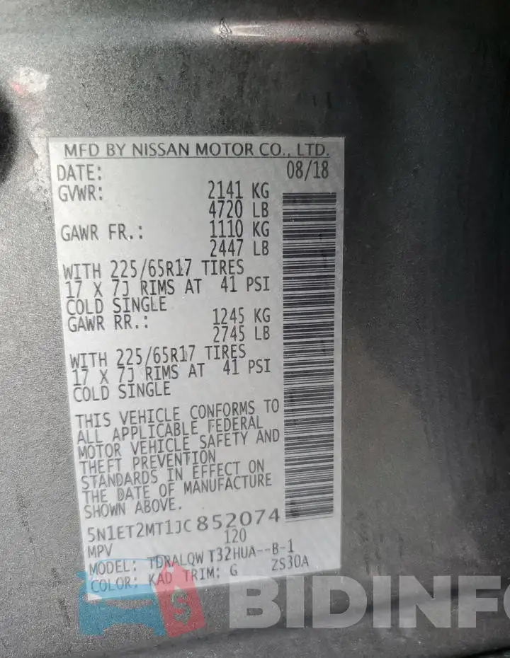 5N1ET2MT1JC852074 Photo# 13