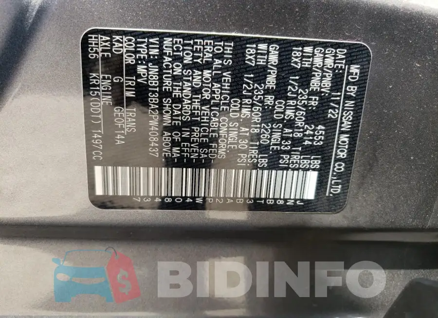JN8BT3BA2PW408437 Photo# 12