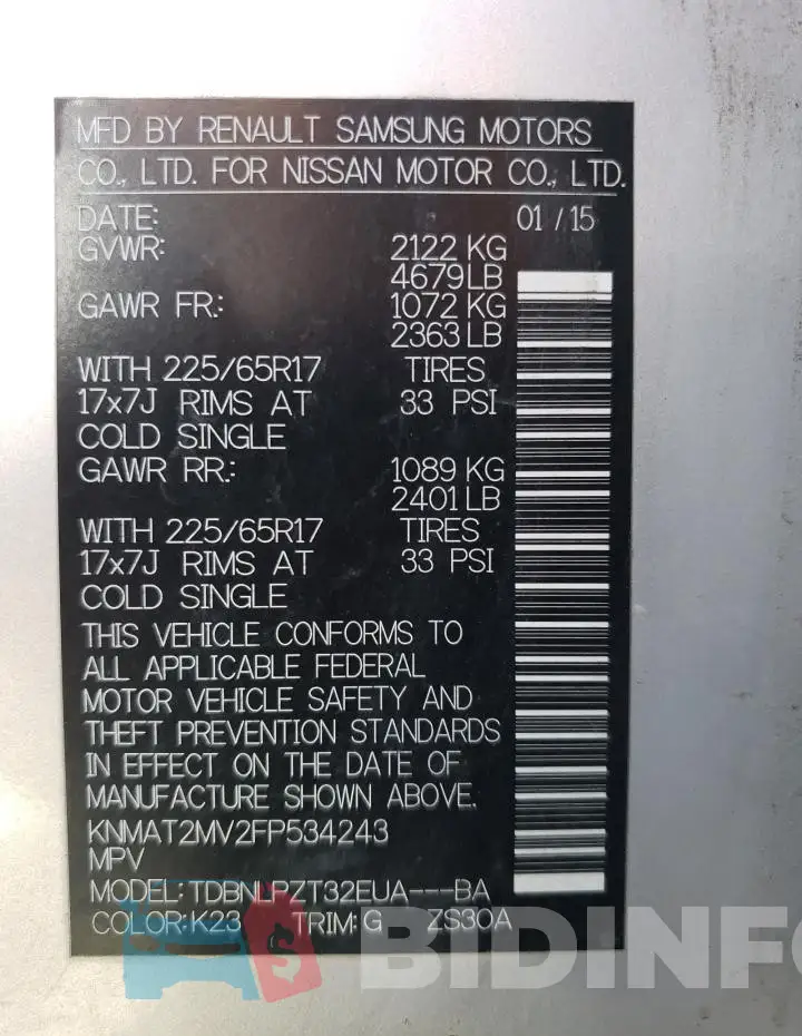 KNMAT2MV2FP534243 Photo# 14