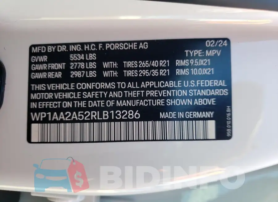 WP1AA2A52RLB13286 Photo# 12