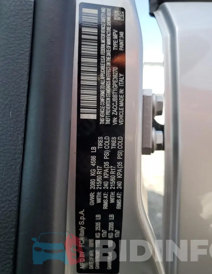 ZACCJBBT1GPE38270 Photo# 13