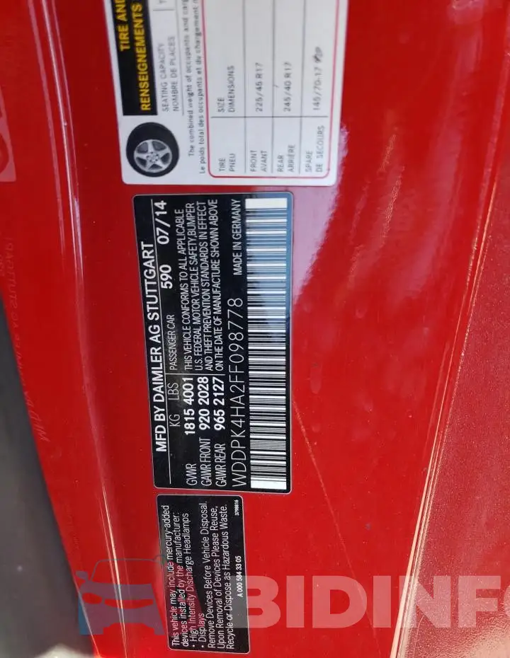 WDDPK4HA2FF098778 Photo# 13