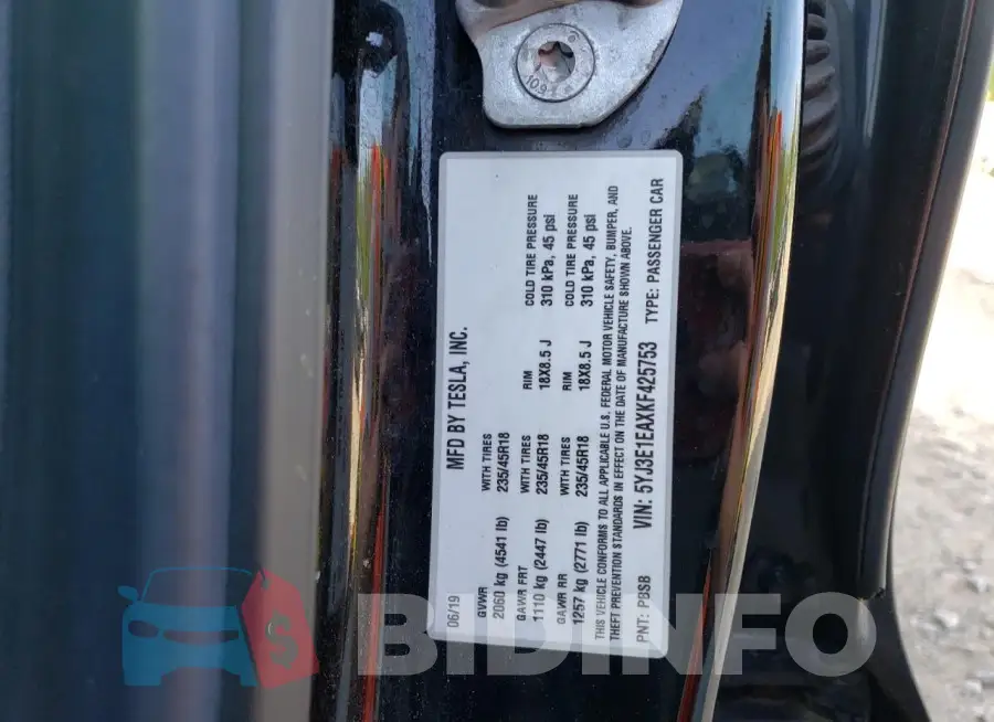 5YJ3E1EAXKF425753 Photo# 13
