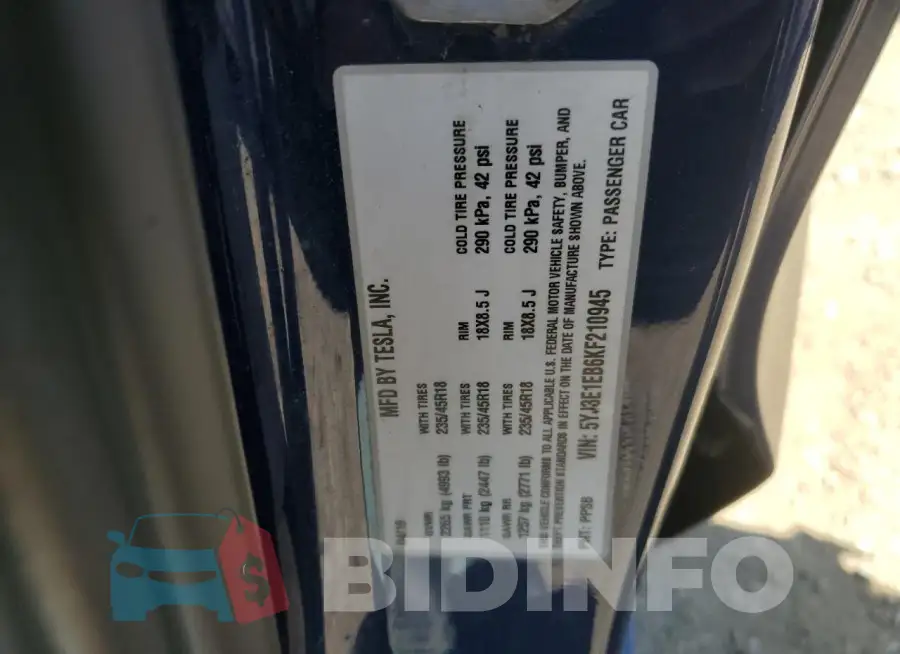5YJ3E1EB6KF210945 Photo# 13