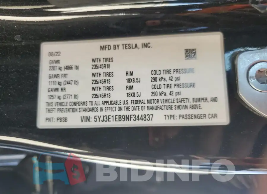 5YJ3E1EB9NF344837 Photo# 12