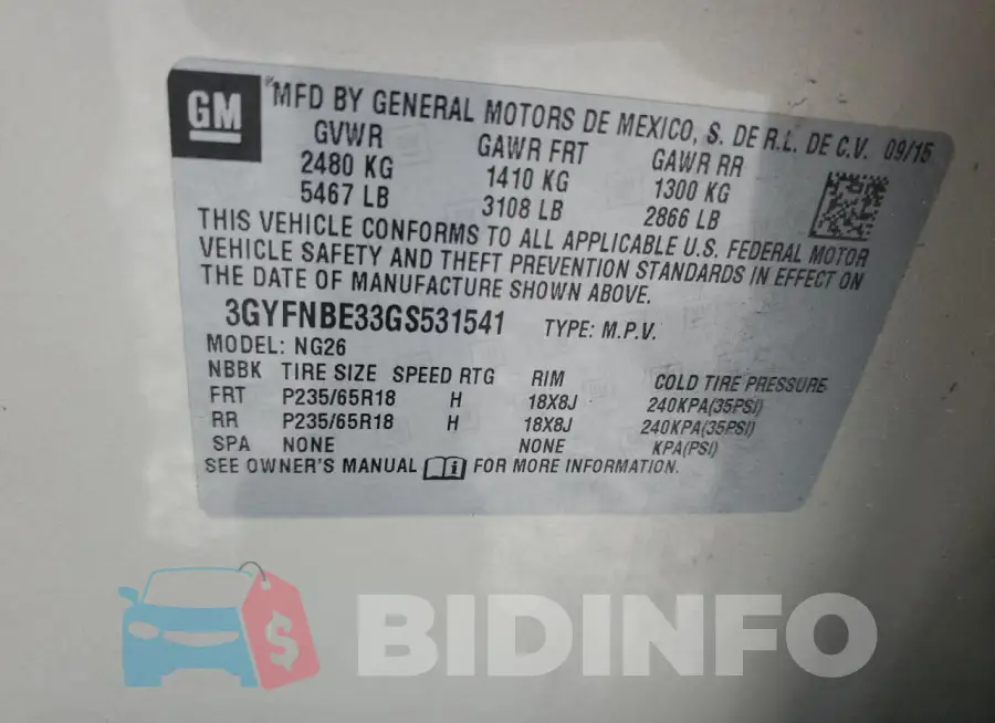3GYFNBE33GS531541 Photo# 14