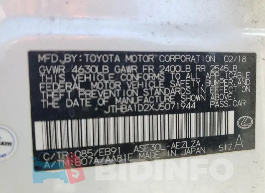 JTHBA1D2XJ5071944 Photo# 12