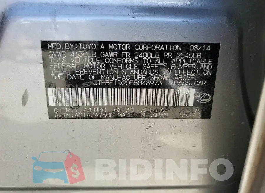 JTHBF1D20F5048973 Photo# 12