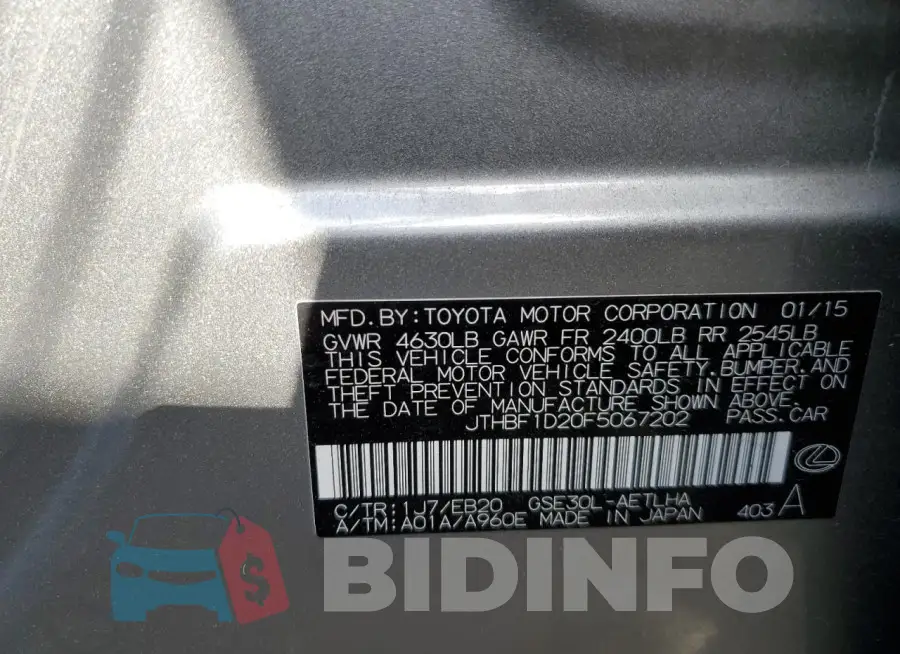 JTHBF1D20F5067202 Photo# 12